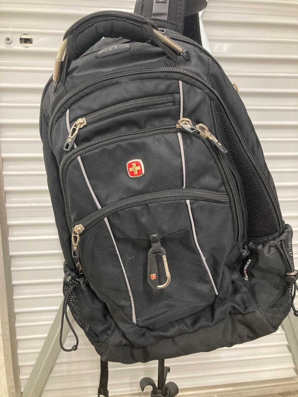 SwissGear Black Backpack with Red Logo Accent